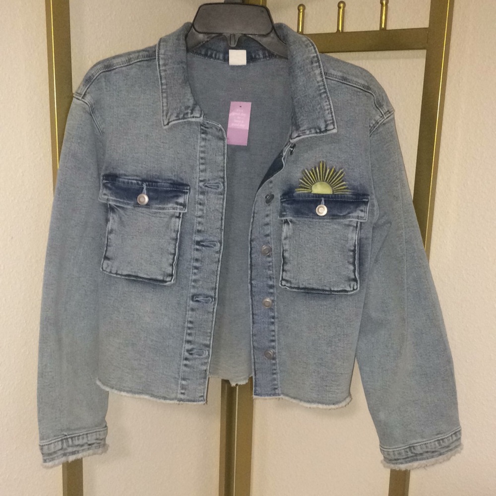 Evsie Oversized Denim Cropped Jacket
